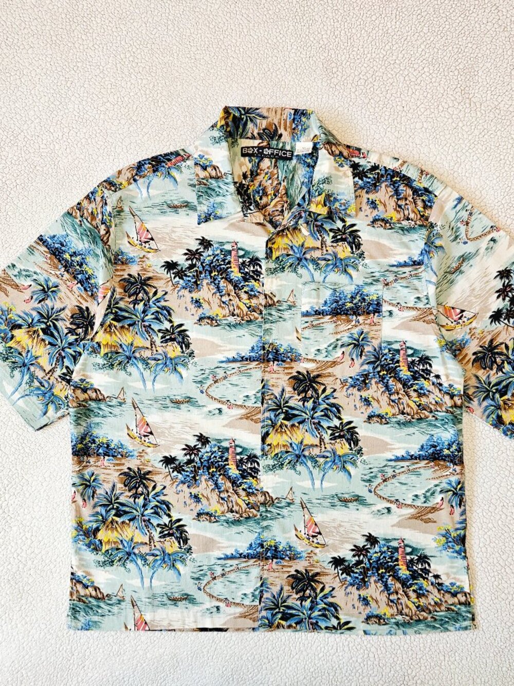 Box Office Island VTG 90's Men's Aloha Hawaiian Shirt Short Sleeve Cotton XL